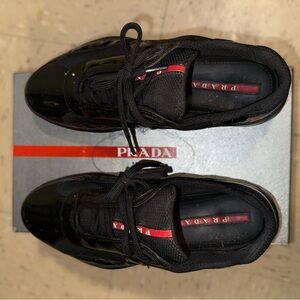 Patent Leather and Technical Fabric Prada America’s Cup Sneaker Size 6.5